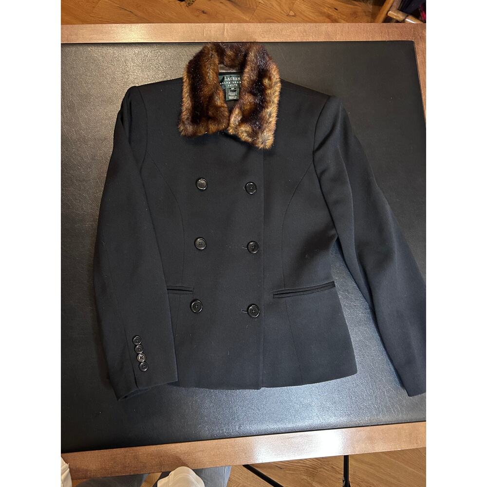 Ralph Lauren Blazer with Fur Collar, Size 6P